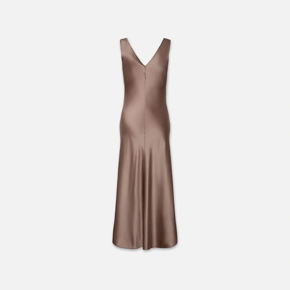 NWT $628 Frame Savannah Silk Satin Midi Dress In Cypress